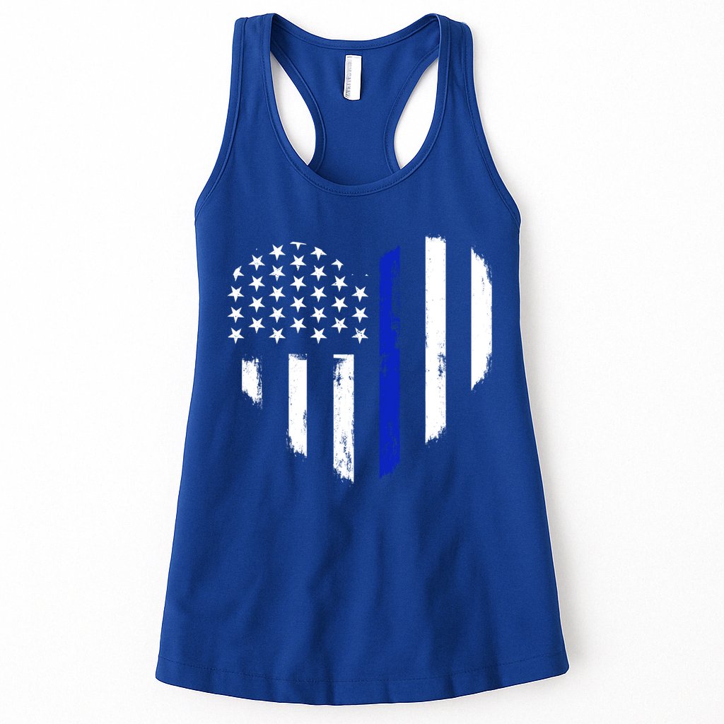 Thin Blue Line Heart Flag Police Officer Support Gift Womens Tank Top