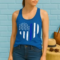 Thin Blue Line Heart Flag Police Officer Support Gift Womens Tank Top