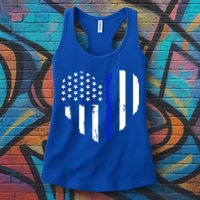 Thin Blue Line Heart Flag Police Officer Support Gift Womens Tank Top