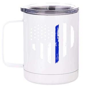 Thin Blue Line Heart Flag Police Officer Support Gift 12 oz Stainless Steel Tumbler Cup