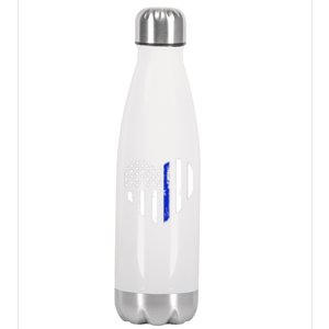 Thin Blue Line Heart Flag Police Officer Support Gift Stainless Steel Insulated Water Bottle