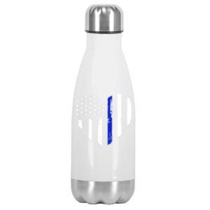 Thin Blue Line Heart Flag Police Officer Support Gift Stainless Steel Insulated Water Bottle