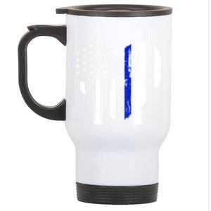 Thin Blue Line Heart Flag Police Officer Support Gift Stainless Steel Travel Mug