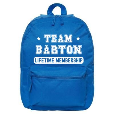 Team Barton Lifetime Membership Funny Family Last Name Gift 16 in Basic Backpack