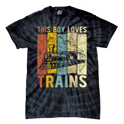 This Boy Loves Trains Gift Train Tie-Dye T-Shirt