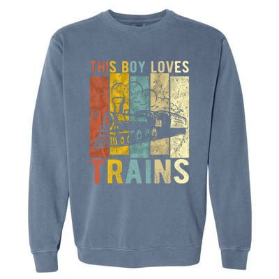 This Boy Loves Trains Gift Train Garment-Dyed Sweatshirt