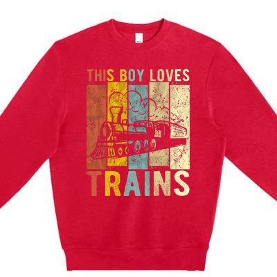 This Boy Loves Trains Gift Train Premium Crewneck Sweatshirt