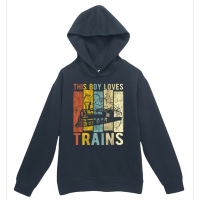 This Boy Loves Trains Gift Train Urban Pullover Hoodie