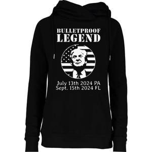 Trump Bulletproof Legend You Missed Again Twice Pa Fl Golf Womens Funnel Neck Pullover Hood