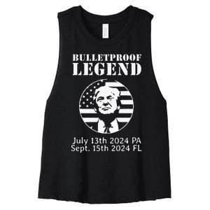 Trump Bulletproof Legend You Missed Again Twice Pa Fl Golf Women's Racerback Cropped Tank