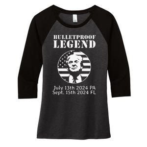 Trump Bulletproof Legend You Missed Again Twice Pa Fl Golf Women's Tri-Blend 3/4-Sleeve Raglan Shirt