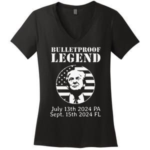 Trump Bulletproof Legend You Missed Again Twice Pa Fl Golf Women's V-Neck T-Shirt