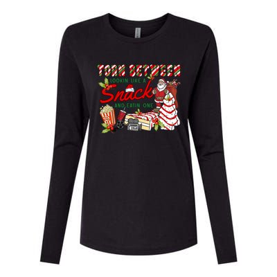 Torn Between Looking Like A Snack And Eating One Santa Xmas Gift Womens Cotton Relaxed Long Sleeve T-Shirt