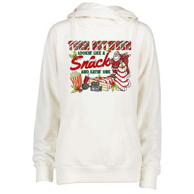 Torn Between Looking Like A Snack And Eating One Santa Xmas Gift Womens Funnel Neck Pullover Hood