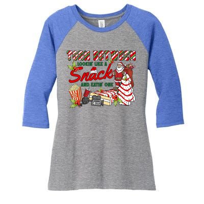 Torn Between Looking Like A Snack And Eating One Santa Xmas Gift Women's Tri-Blend 3/4-Sleeve Raglan Shirt