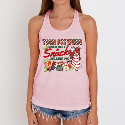 Torn Between Looking Like A Snack And Eating One Santa Xmas Gift Women's Knotted Racerback Tank