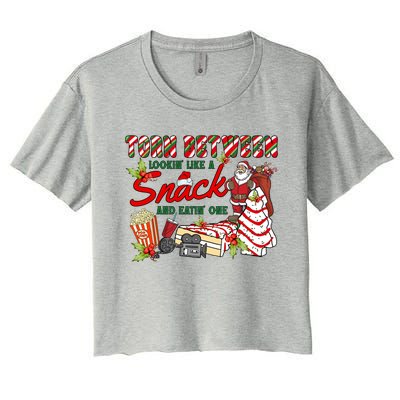 Torn Between Looking Like A Snack And Eating One Santa Xmas Gift Women's Crop Top Tee