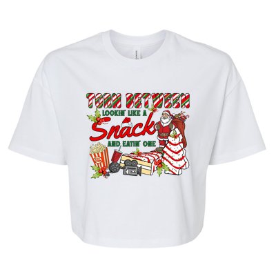 Torn Between Looking Like A Snack And Eating One Santa Xmas Gift Bella+Canvas Jersey Crop Tee