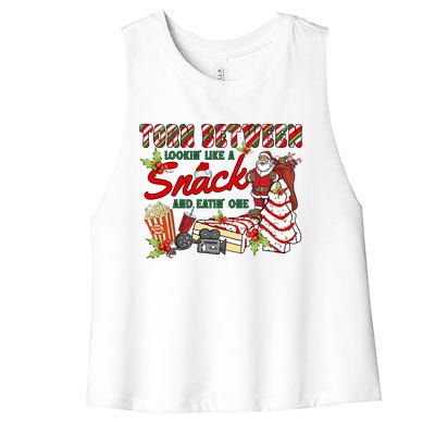 Torn Between Looking Like A Snack And Eating One Santa Xmas Gift Women's Racerback Cropped Tank