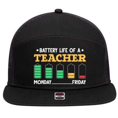 Teacher Battery Life Of A Teacher Battery Life Gift 7 Panel Mesh Trucker Snapback Hat