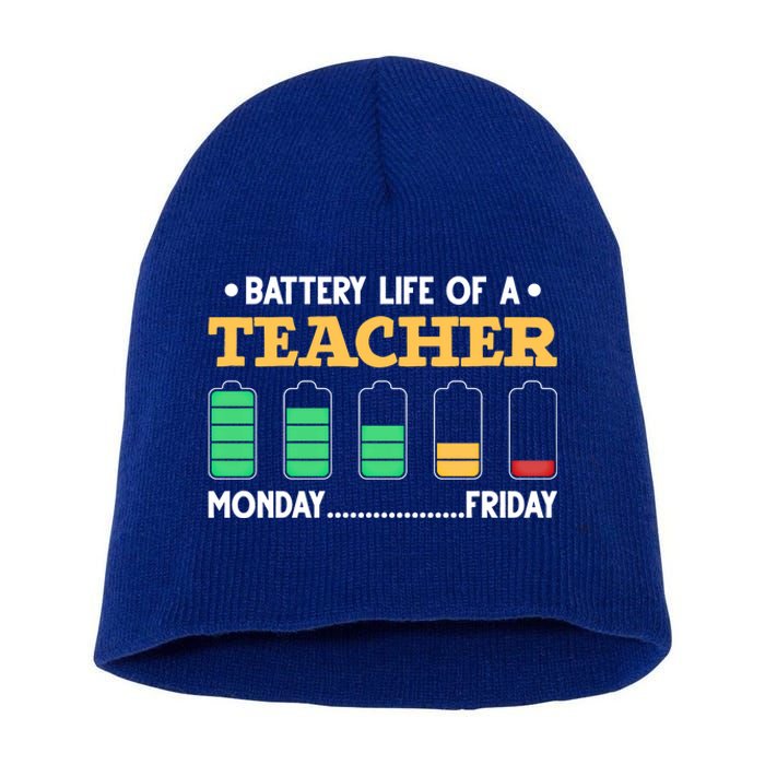 Teacher Battery Life Of A Teacher Battery Life Gift Short Acrylic Beanie