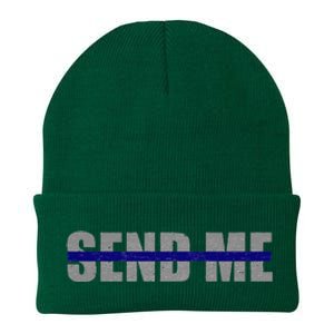 Thin Blue Line Police Support Send Me Knit Cap Winter Beanie