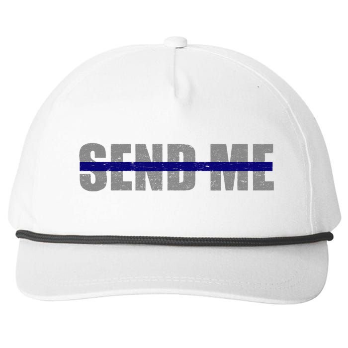 Thin Blue Line Police Support Send Me Snapback Five-Panel Rope Hat