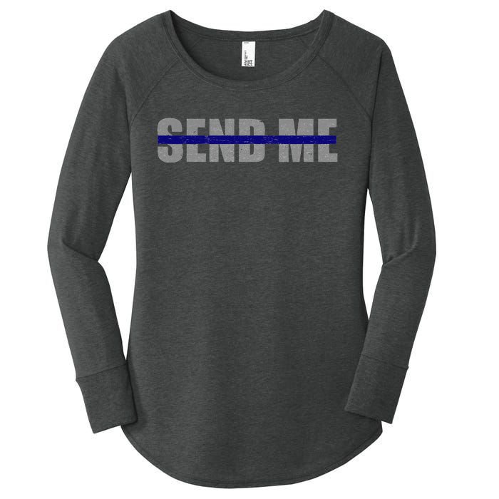 Thin Blue Line Police Support Send Me Women's Perfect Tri Tunic Long Sleeve Shirt