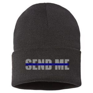 Thin Blue Line Police Support Send Me Sustainable Knit Beanie