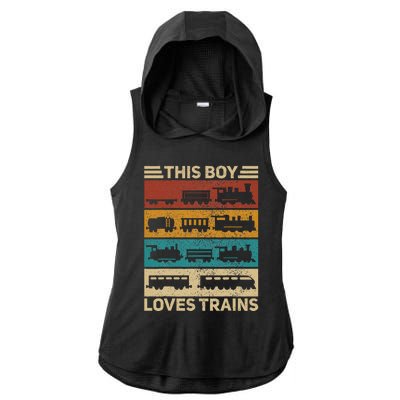 This Boy Loves Trains Lover Wagon Train Ladies PosiCharge Tri-Blend Wicking Draft Hoodie Tank