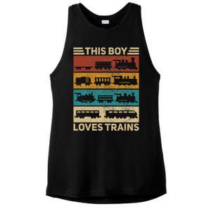 This Boy Loves Trains Lover Wagon Train Ladies PosiCharge Tri-Blend Wicking Tank