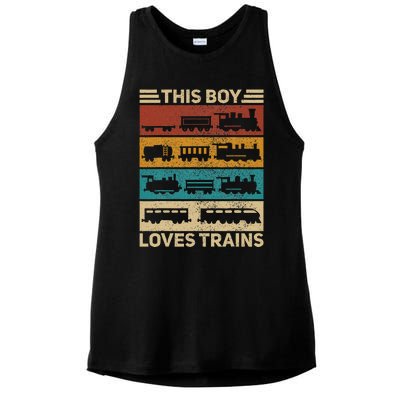 This Boy Loves Trains Lover Wagon Train Ladies PosiCharge Tri-Blend Wicking Tank