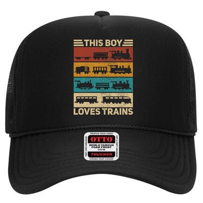 This Boy Loves Trains Lover Wagon Train High Crown Mesh Back Trucker Hat