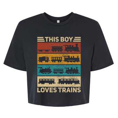 This Boy Loves Trains Lover Wagon Train Bella+Canvas Jersey Crop Tee