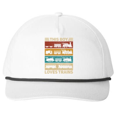 This Boy Loves Trains Lover Wagon Train Snapback Five-Panel Rope Hat