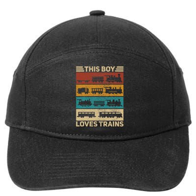 This Boy Loves Trains Lover Wagon Train 7-Panel Snapback Hat