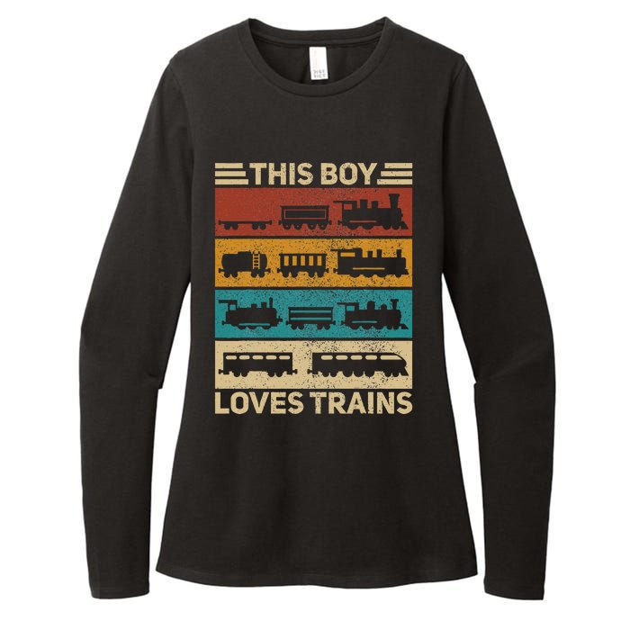 This Boy Loves Trains Lover Wagon Train Womens CVC Long Sleeve Shirt