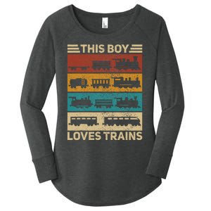 This Boy Loves Trains Lover Wagon Train Women's Perfect Tri Tunic Long Sleeve Shirt