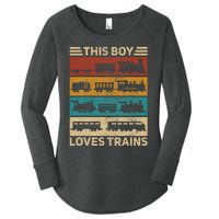 This Boy Loves Trains Lover Wagon Train Women's Perfect Tri Tunic Long Sleeve Shirt