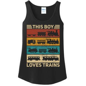 This Boy Loves Trains Lover Wagon Train Ladies Essential Tank