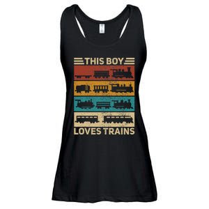 This Boy Loves Trains Lover Wagon Train Ladies Essential Flowy Tank