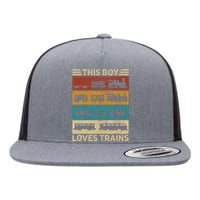 This Boy Loves Trains Lover Wagon Train Flat Bill Trucker Hat