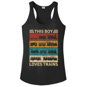 This Boy Loves Trains Lover Wagon Train Ladies PosiCharge Competitor Racerback Tank