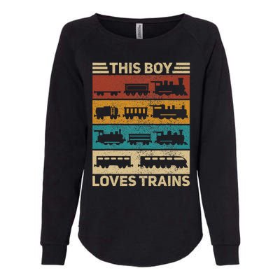 This Boy Loves Trains Lover Wagon Train Womens California Wash Sweatshirt