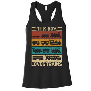 This Boy Loves Trains Lover Wagon Train Women's Racerback Tank