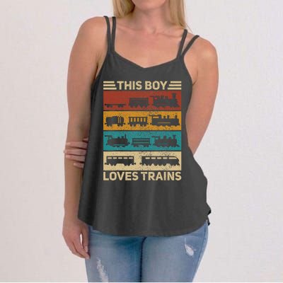 This Boy Loves Trains Lover Wagon Train Women's Strappy Tank