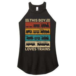 This Boy Loves Trains Lover Wagon Train Women's Perfect Tri Rocker Tank