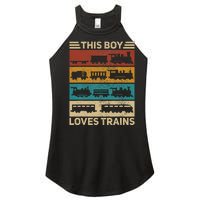 This Boy Loves Trains Lover Wagon Train Women's Perfect Tri Rocker Tank