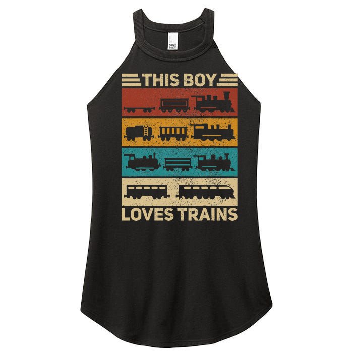 This Boy Loves Trains Lover Wagon Train Women's Perfect Tri Rocker Tank