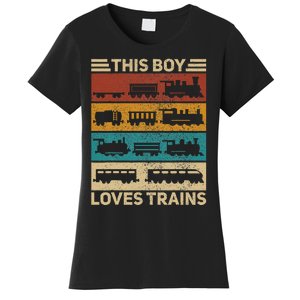 This Boy Loves Trains Lover Wagon Train Women's T-Shirt